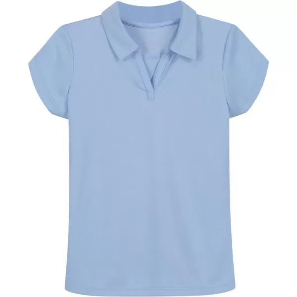 Nautica Girls School Uniform Short Sleeve Performance PoloLight Blue