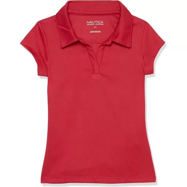 Nautica Girls School Uniform Short Sleeve Performance PoloRed