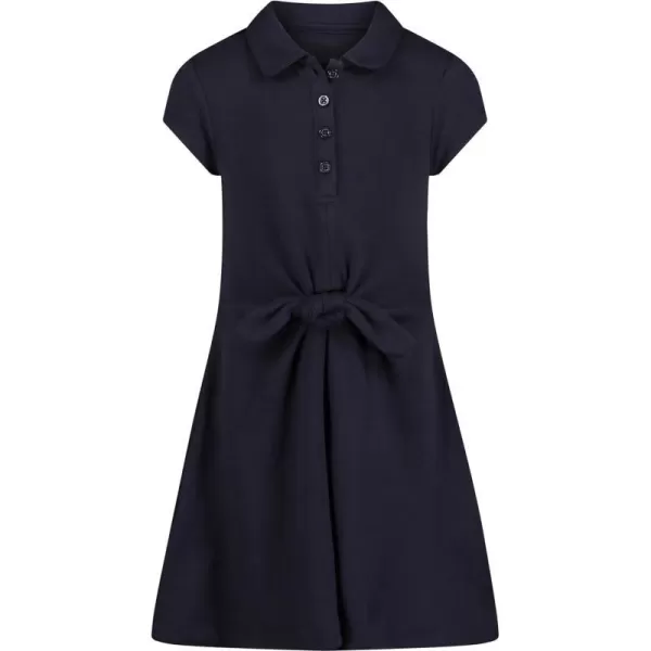 Nautica Girls School Uniform Short Sleeve Polo DressNavy Front Tie