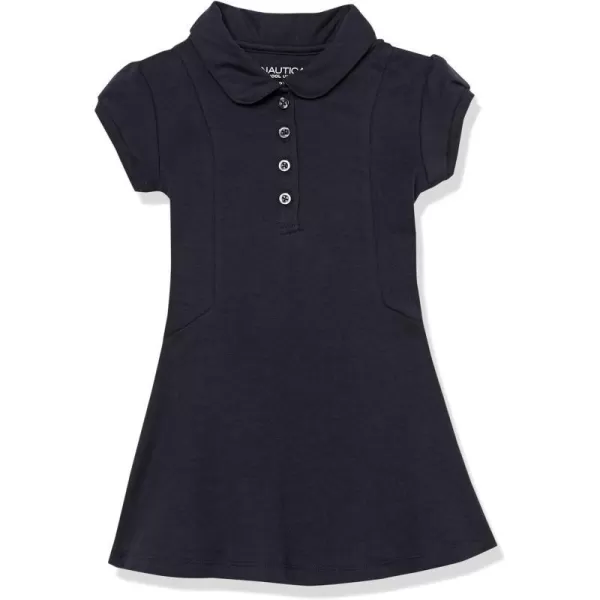 Nautica Girls School Uniform Short Sleeve Polo DressNavyPrincess Seam