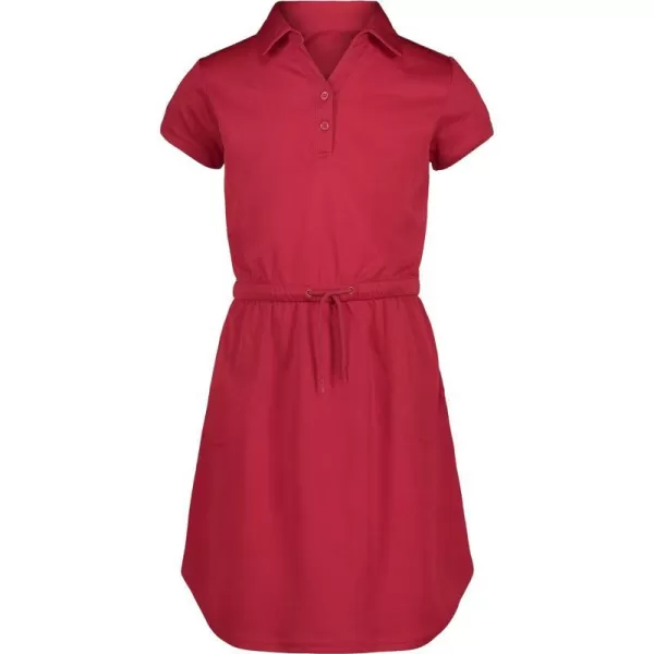 Nautica Girls School Uniform Short Sleeve Polo DressRed Performance