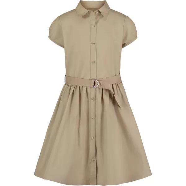 Nautica Girls School Uniform Short Sleeve ShirtdressKhaki