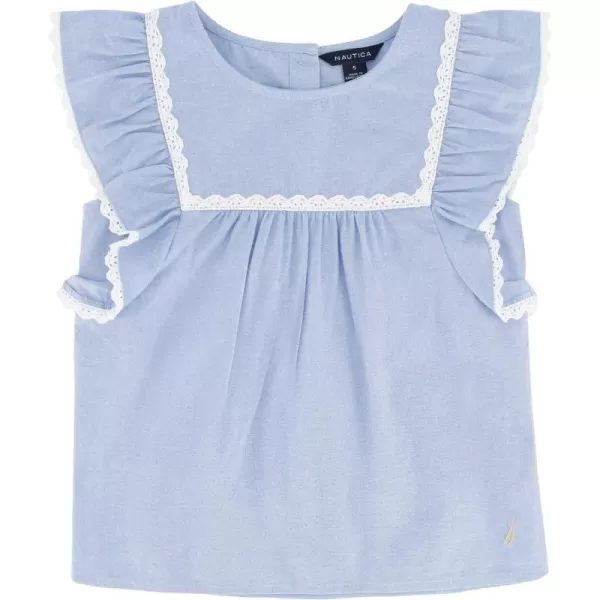 Nautica Girls Short Sleeve Chambray Flutter Sleeve TopLight Chambray 22