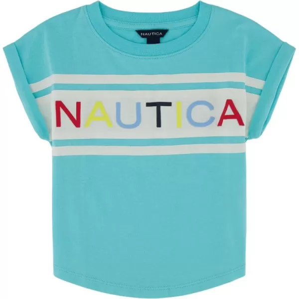 Nautica Girls Short Sleeve Graphic Logo TShirt Everyday Casual Wear Soft  Comfortable FitBlue Radiance