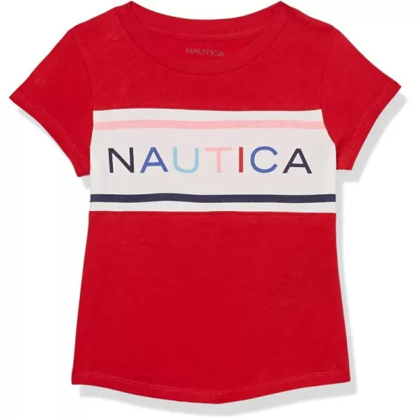 Nautica Girls Short Sleeve Graphic Logo TShirt Everyday Casual Wear Soft  Comfortable FitTrue Red Logo