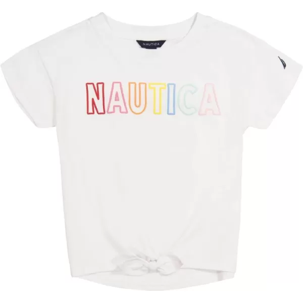 Nautica Girls Short Sleeve Graphic Logo TShirt Everyday Casual Wear Soft  Comfortable FitWhite Tiefront