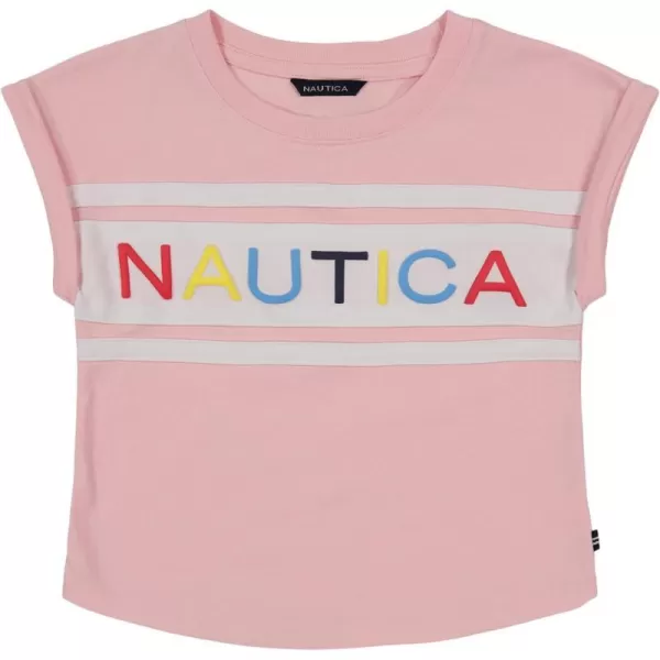 Nautica Girls Short Sleeve Graphic Logo TShirtAlmond Blossom Billboard