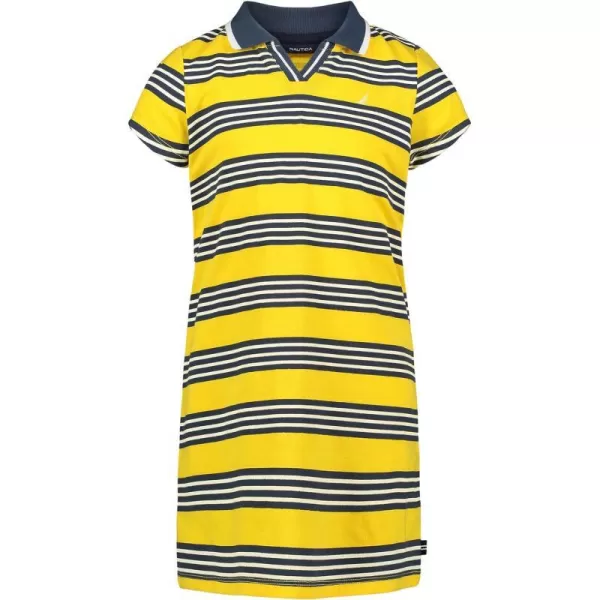 Nautica Girls Short Sleeve Knit Pique Polo DressLemon Stripe