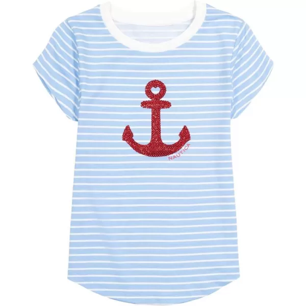 Nautica Girls Short Sleeve TShirt with Flip Sequin Design Cotton Tee with Tagless InteriorAlaska Blue Anchor