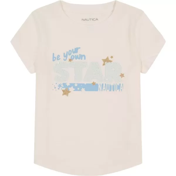 Nautica Girls Short Sleeve TShirt with Flip Sequin Design Cotton Tee with Tagless InteriorBright White Star Sequin