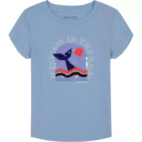 Nautica Girls Short Sleeve TShirt with Flip Sequin Design Cotton Tee with Tagless InteriorDutch Canal Mermaid