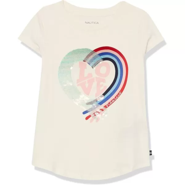 Nautica Girls Short Sleeve TShirt with Flip Sequin Design Cotton Tee with Tagless InteriorEggnog Love