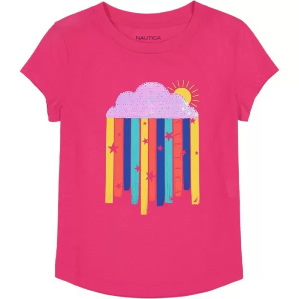 Nautica Girls Short Sleeve TShirt with Flip Sequin Design Cotton Tee with Tagless InteriorFuchsia Purple Rainbow Sequin