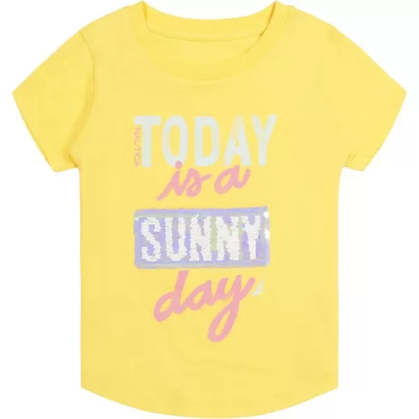 Nautica Girls Short Sleeve TShirt with Flip Sequin Design Cotton Tee with Tagless InteriorYellow Sunny Day