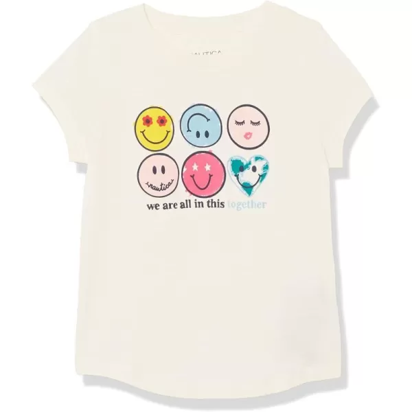 Nautica Girls Short Sleeve TShirt with Fun Graphic Design Cotton Tee with Tagless InteriorEggnog Smile Together