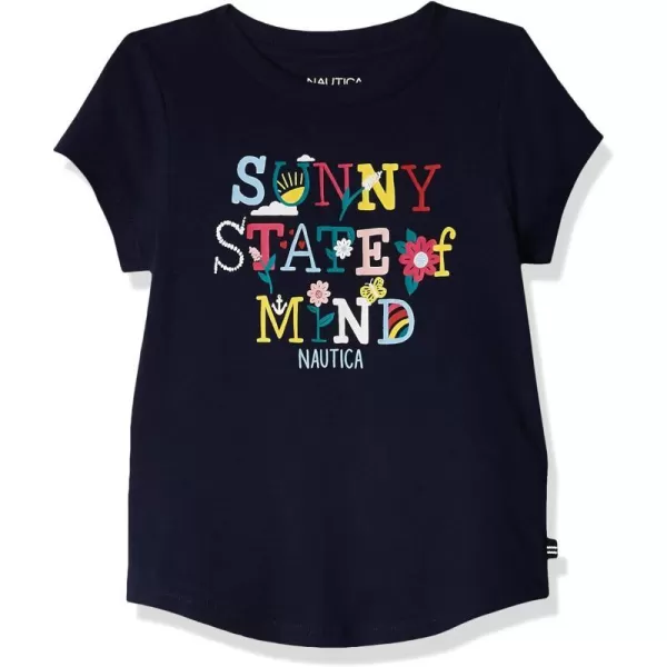 Nautica Girls' Short Sleeve T-Shirt with Fun Graphic Design, Cotton Tee with Tagless Interior