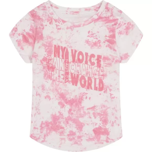 Nautica Girls Short Sleeve TShirt with Fun Graphic Design Cotton Tee with Tagless InteriorPink Tiedye