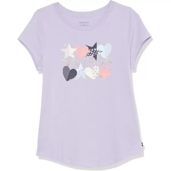 Nautica Girls Short Sleeve TShirt with Fun Graphic Design Cotton Tee with Tagless InteriorPurple Heart Star