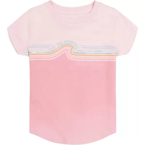 Nautica Girls Short Sleeve TShirt with Fun Graphic Design Cotton Tee with Tagless InteriorRose Shadow Waves