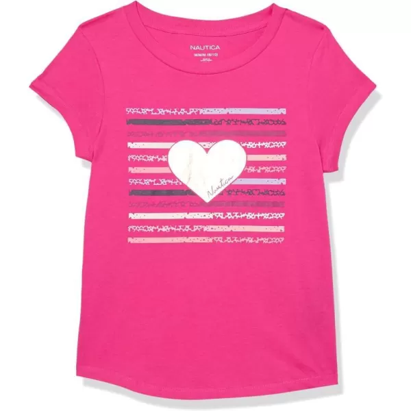 Nautica Girls' Short Sleeve T-Shirt with Metallic Design, Cotton Tee with Tagless Interior