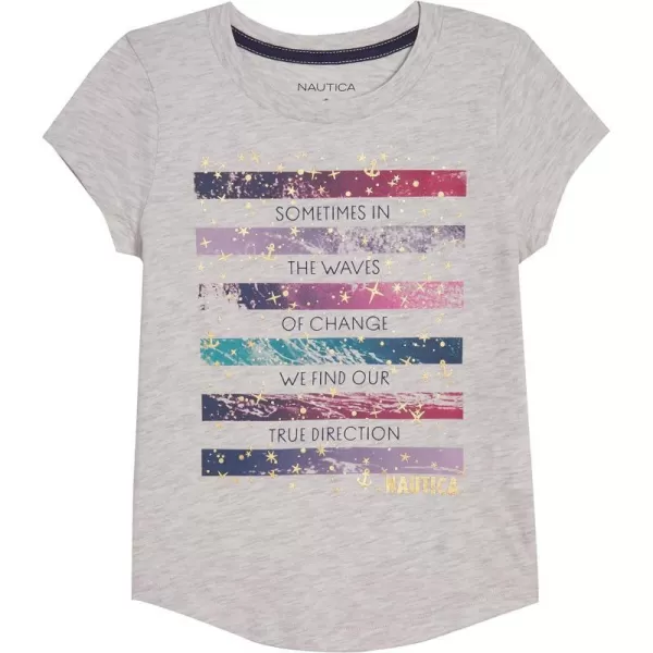 Nautica Girls Short Sleeve TShirt with Metallic Design Cotton Tee with Tagless InteriorOatmeal Sparkle