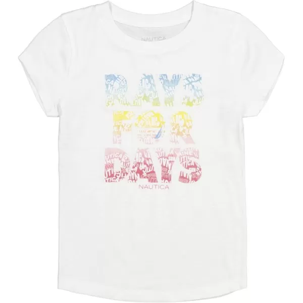 Nautica Girls Short Sleeve TShirt with Metallic Design Cotton Tee with Tagless InteriorWhite Rays for Days