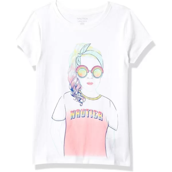 Nautica Girls Short Sleeve TShirt with Metallic Design Cotton Tee with Tagless InteriorWhite Sunglasses