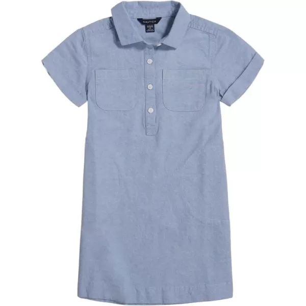 Nautica Girls Short and Long Sleeve Shirt Dress Chambray  Dark Denim ColorsChambray Shirtdress