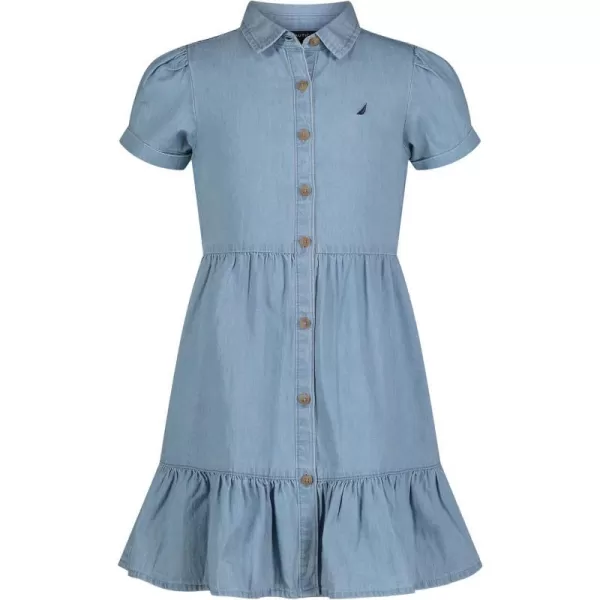 Nautica Girls Short and Long Sleeve Shirt Dress Chambray  Dark Denim ColorsLight Wash Chambray