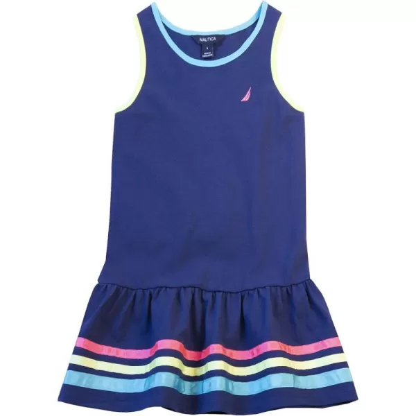 Nautica Girls Sleeveless Printed Tank DressTank Ribbon Navy