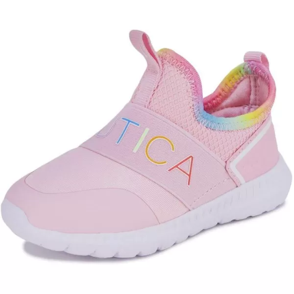 Nautica Girls SlipOn Sneaker  Athletic Running Kids Shoe for Walking Running Tennis and Sports ToddlerLittle KidAlois Peony Rainbow