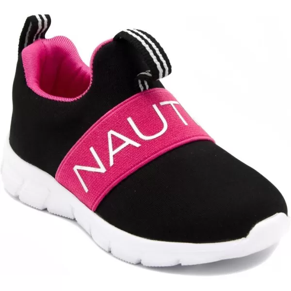 Nautica Girls SlipOn Sneaker  Athletic Running Kids Shoe for Walking Running Tennis and Sports ToddlerLittle KidBlackPink