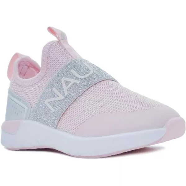 Nautica Girls SlipOn Sneaker  Athletic Running Kids Shoe for Walking Running Tennis and Sports ToddlerLittle KidLight Pink Silver Mesh