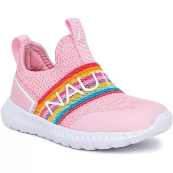 Nautica Girls SlipOn Sneaker  Athletic Running Kids Shoe for Walking Running Tennis and Sports ToddlerLittle KidLight Rainbow Elastic