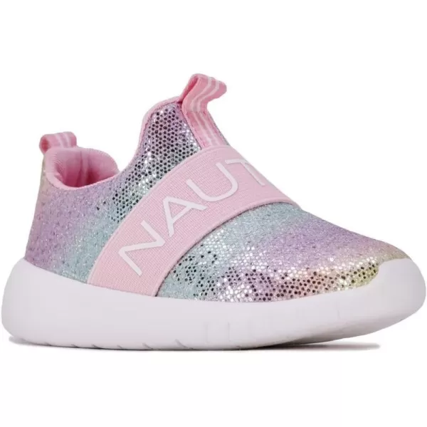 Nautica Girls SlipOn Sneaker  Athletic Running Kids Shoe for Walking Running Tennis and Sports ToddlerLittle KidLight Rainbow Holograph