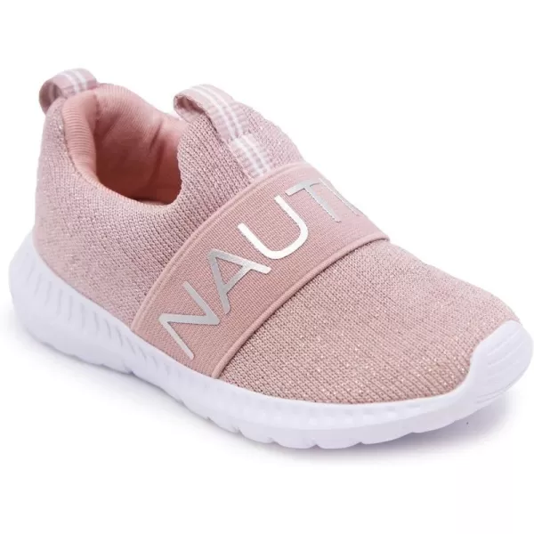 Nautica Girls SlipOn Sneaker  Athletic Running Kids Shoe for Walking Running Tennis and Sports ToddlerLittle KidMauve Sparkle