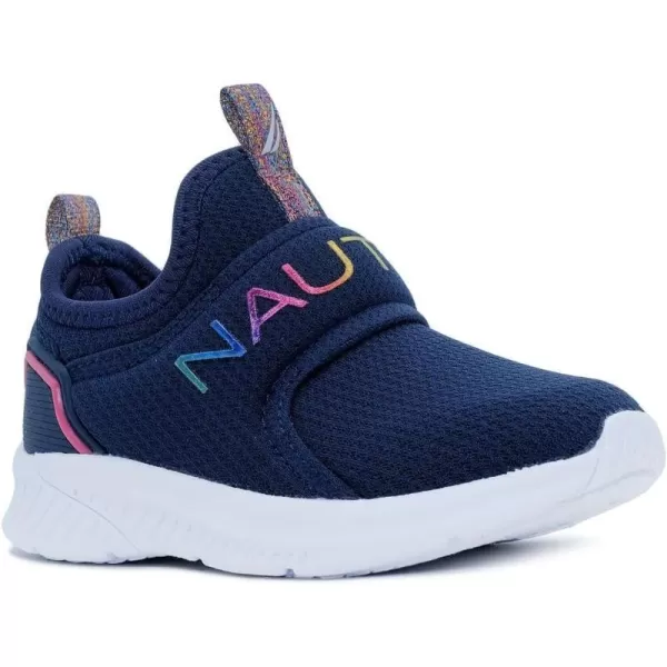 Nautica Girls SlipOn Sneaker  Athletic Running Kids Shoe for Walking Running Tennis and Sports ToddlerLittle KidNavy Rainbow Metalliccoaster