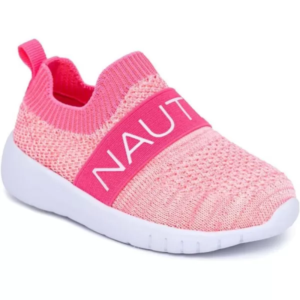 Nautica Girls SlipOn Sneaker  Athletic Running Kids Shoe for Walking Running Tennis and Sports ToddlerLittle KidNeon Peach Pink