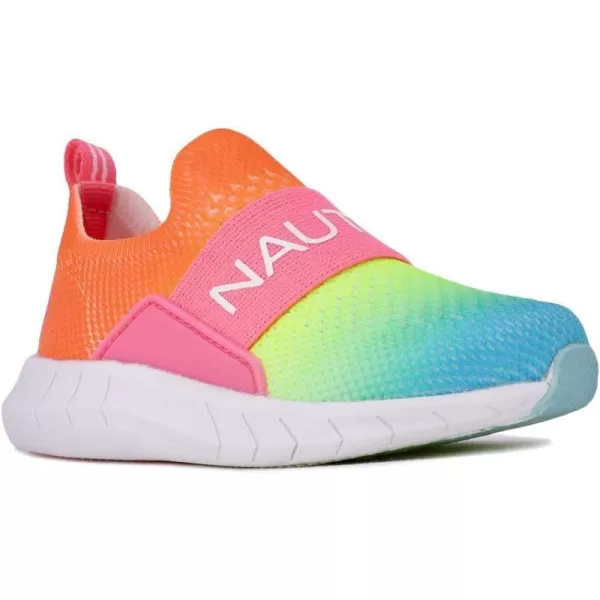 Nautica Girls SlipOn Sneaker  Athletic Running Kids Shoe for Walking Running Tennis and Sports ToddlerLittle KidNeon Rainbow