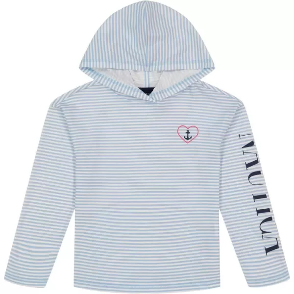 Nautica Girls Striped Long Sleeved Hooded TopBlue Anchor Stripe