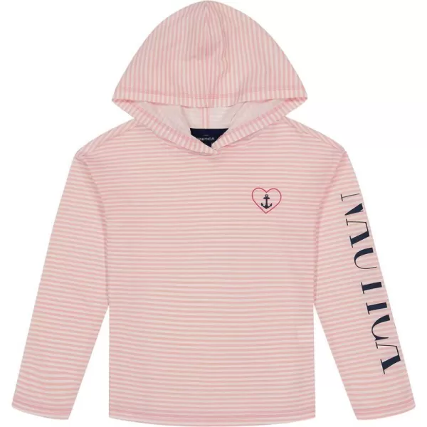 Nautica Girls Striped Long Sleeved Hooded TopPink Dolphin Stripe