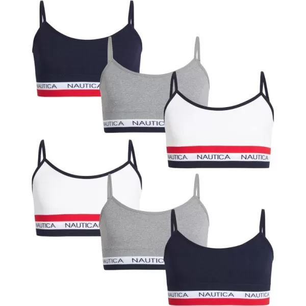 Nautica Girls Training Bra  Seamless Crop Cami Bralette 6 PackNavyHeather GreyWhite