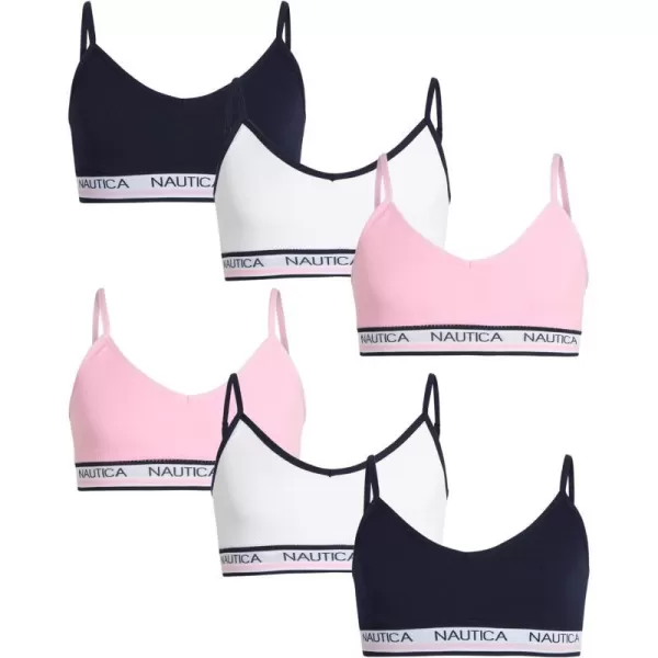 Nautica Girls Training Bra  Seamless Crop Cami Bralette 6 PackNavyPinkWhite