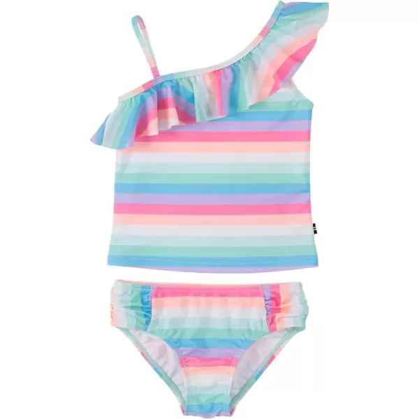 Nautica Girls TwoPiece Bikini Swimsuit Set UPF 50 Sun Protection QuickDry Bathing SuitCarnation Stripe