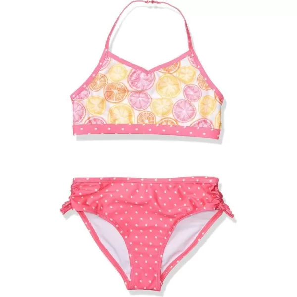 Nautica Girls TwoPiece Bikini Swimsuit Set UPF 50 Sun Protection QuickDry Bathing SuitPink Glo Citrus