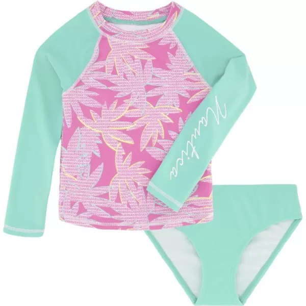 Nautica Girls TwoPiece Rashguard Swimsuit Set UPF 50 Sun Protection QuickDry Bathing SuitCockatoo Palm