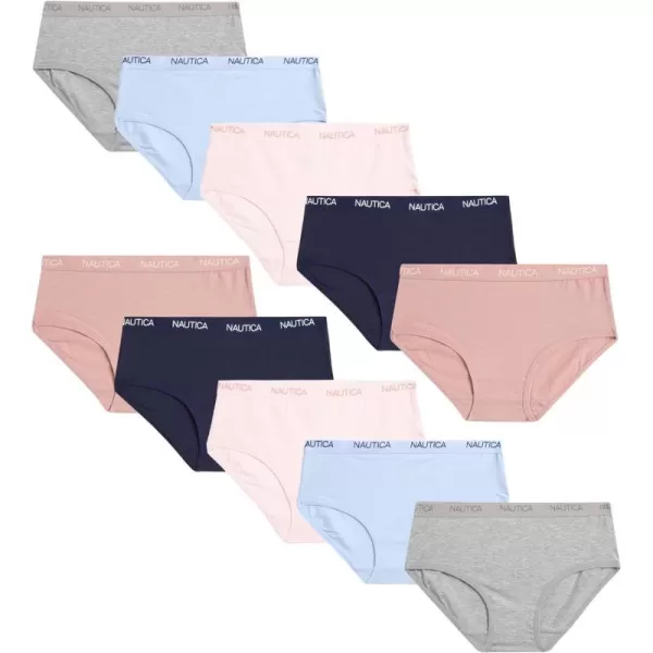 Nautica Girls Underwear  Stretch Cotton Briefs 10 PackGrey HeatherBluePinkNavyTaupe