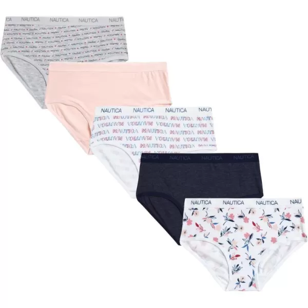 Nautica Girls Underwear  Stretch Cotton Briefs 5 PackPrintPinkNavy Heather