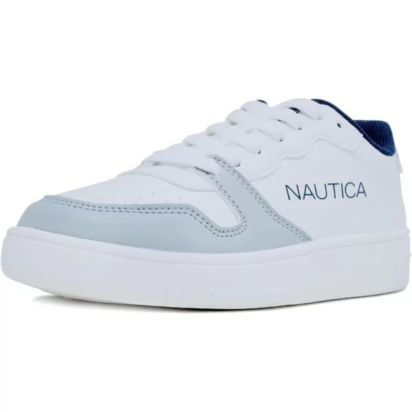 Nautica Kids Boys LowTop LaceUp Fashion Sneakers Stylish Dress Shoes for Youth  Ideal for Tennis and Walking Big KidLittle KidWhite Grey Logomanetta