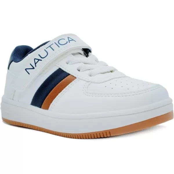 Nautica Kids Boys LowTop LaceUp Fashion Sneakers Stylish Dress Shoes for Youth  Ideal for Tennis and Walking Big KidLittle KidWhite Navy Tan Noven